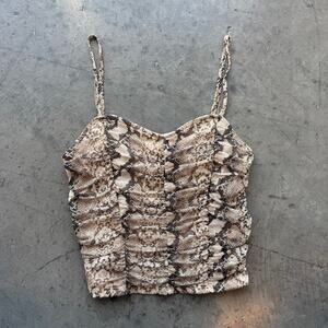 Vintage Y2k Women's Snake Skin Cinch Waist Cami Tank Top Crop Women's Large